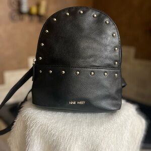EUC- SUPER CUTE NINE WEST BLACK BACKPACK WITH SILVER STUDS